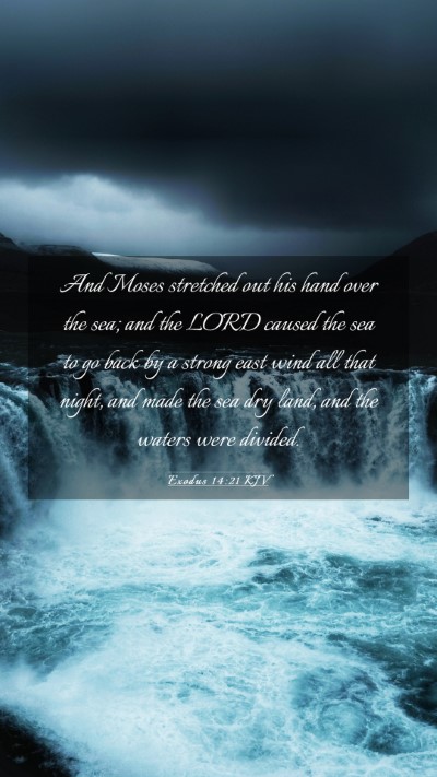 Picture 03 - Exodus 14:21 KJV Mobile Phone Wallpaper - And Moses stretched out his hand over the sea; - Mobile Bible Verse Wallpaper