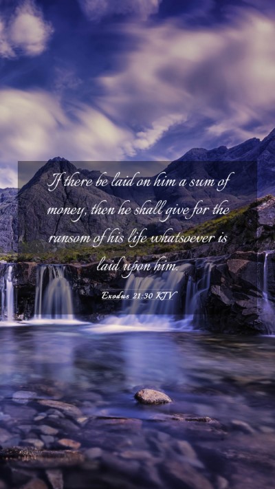 Picture 03 - Exodus 21:30 KJV Mobile Phone Wallpaper - If there be laid on him a sum of money, then he - Mobile Bible Verse Wallpaper