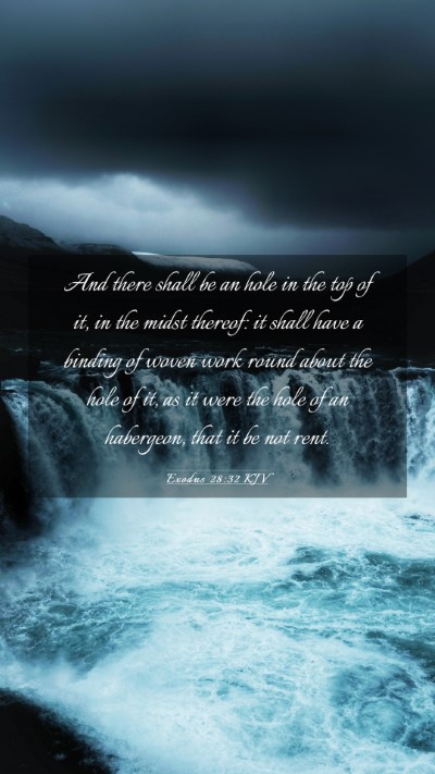 Picture 03 - Exodus 28:32 KJV Mobile Phone Wallpaper - And there shall be an hole in the top of it, in - Mobile Bible Verse Wallpaper