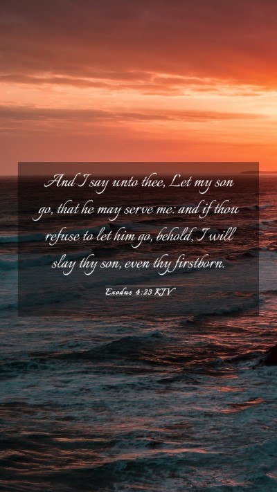 Picture 03 - Exodus 4:23 KJV Mobile Phone Wallpaper - And I say unto thee, Let my son go, that he may - Mobile Bible Verse Wallpaper