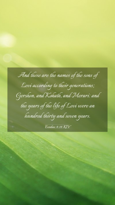 Picture 03 - Exodus 6:16 KJV Mobile Phone Wallpaper - And these are the names of the sons of Levi - Mobile Bible Verse Wallpaper