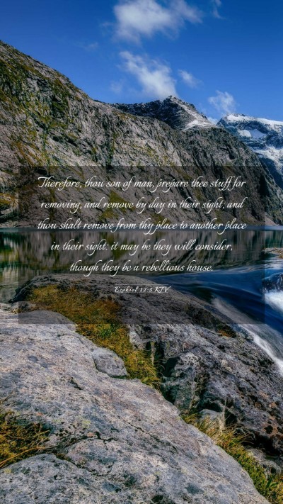 Picture 03 - Ezekiel 12:3 KJV Mobile Phone Wallpaper - Therefore, thou son of man, prepare thee stuff - Mobile Bible Verse Wallpaper