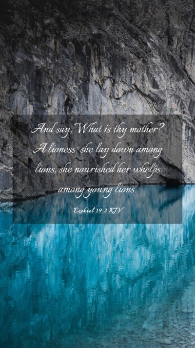 Picture 03 - Ezekiel 19:2 KJV Mobile Phone Wallpaper - And say, What is thy mother? A lioness: she lay - Mobile Bible Verse Wallpaper