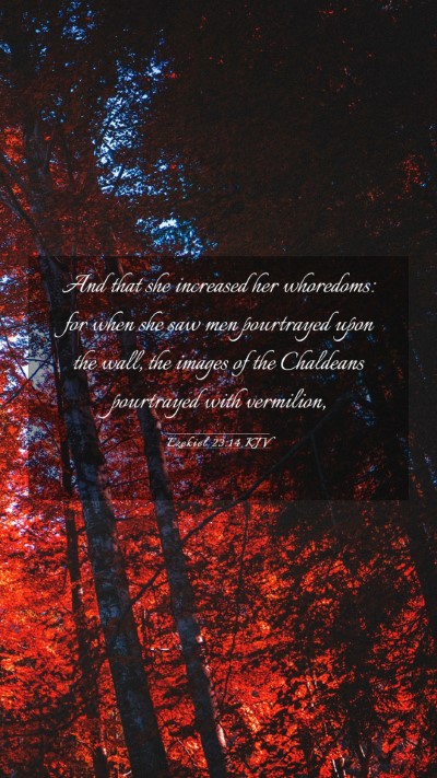 Picture 03 - Ezekiel 23:14 KJV Mobile Phone Wallpaper - And that she increased her whoredoms: for when - Mobile Bible Verse Wallpaper
