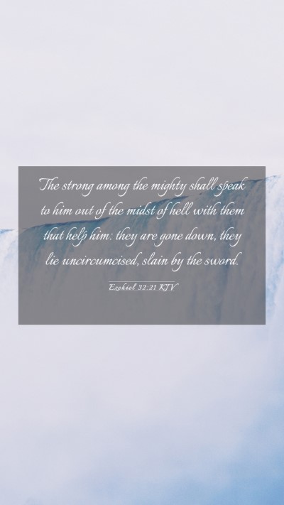 Picture 03 - Ezekiel 32:21 KJV Mobile Phone Wallpaper - The strong among the mighty shall speak to him - Mobile Bible Verse Wallpaper