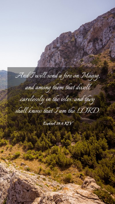 Picture 03 - Ezekiel 39:6 KJV Mobile Phone Wallpaper - And I will send a fire on Magog, and among them - Mobile Bible Verse Wallpaper