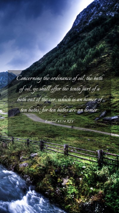 Picture 03 - Ezekiel 45:14 KJV Mobile Phone Wallpaper - Concerning the ordinance of oil, the bath of oil, - Mobile Bible Verse Wallpaper