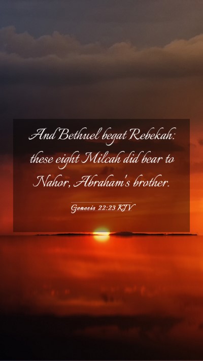 Picture 03 - Genesis 22:23 KJV Mobile Phone Wallpaper - And Bethuel begat Rebekah: these eight Milcah did - Mobile Bible Verse Wallpaper