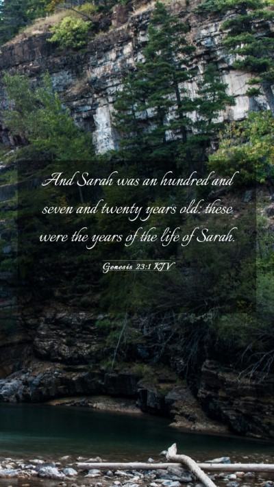 Picture 03 - Genesis 23:1 KJV Mobile Phone Wallpaper - And Sarah was an hundred and seven and twenty - Mobile Bible Verse Wallpaper