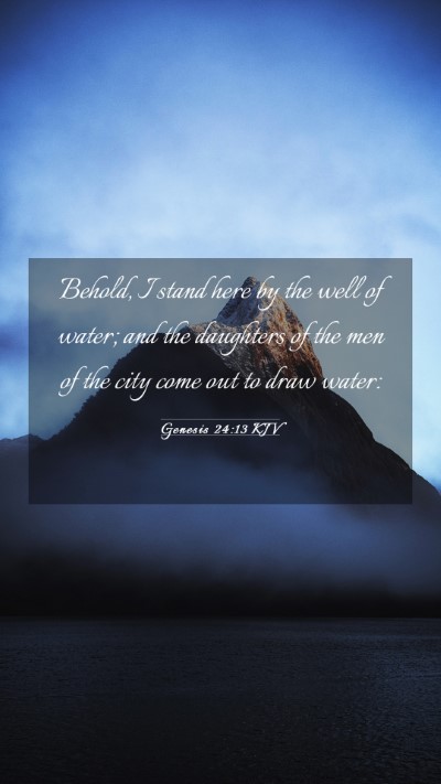 Picture 03 - Genesis 24:13 KJV Mobile Phone Wallpaper - Behold, I stand here by the well of water; and - Mobile Bible Verse Wallpaper