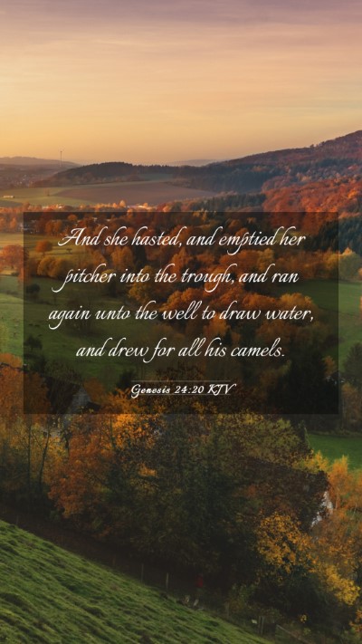 Picture 03 - Genesis 24:20 KJV Mobile Phone Wallpaper - And she hasted, and emptied her pitcher into the - Mobile Bible Verse Wallpaper