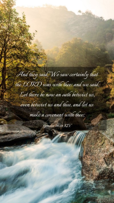 Picture 03 - Genesis 26:28 KJV Mobile Phone Wallpaper - And they said, We saw certainly that the LORD was - Mobile Bible Verse Wallpaper