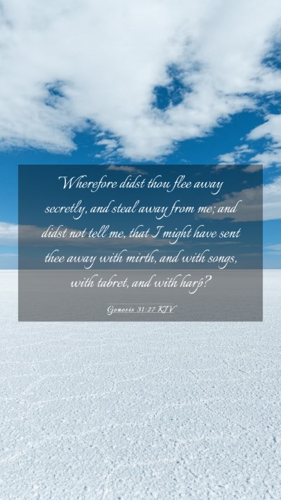 Picture 03 - Genesis 31:27 KJV Mobile Phone Wallpaper - Wherefore didst thou flee away secretly, and - Mobile Bible Verse Wallpaper