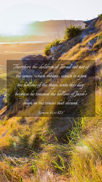 Picture 03 - Genesis 32:32 KJV Mobile Phone Wallpaper - Therefore the children of Israel eat not of the - Mobile Bible Verse Wallpaper