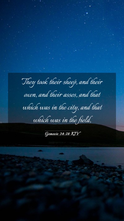 Picture 03 - Genesis 34:28 KJV Mobile Phone Wallpaper - They took their sheep, and their oxen, and their - Mobile Bible Verse Wallpaper