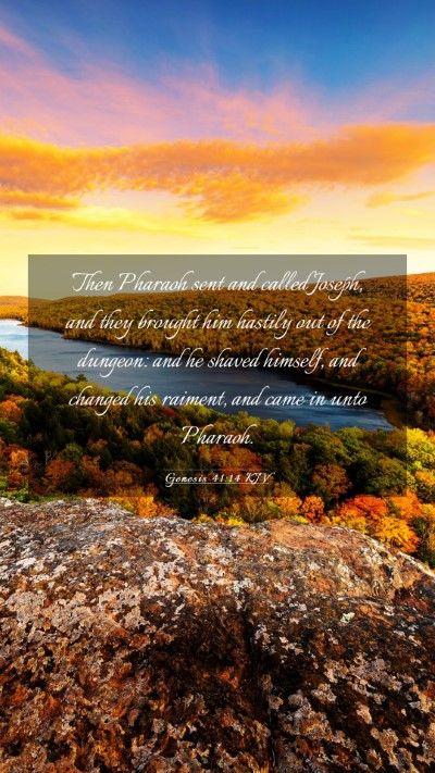 Picture 03 - Genesis 41:14 KJV Mobile Phone Wallpaper - Then Pharaoh sent and called Joseph, and they - Mobile Bible Verse Wallpaper