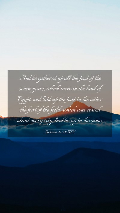 Picture 03 - Genesis 41:48 KJV Mobile Phone Wallpaper - And he gathered up all the food of the seven - Mobile Bible Verse Wallpaper