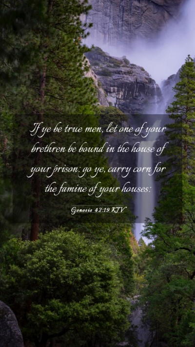 Picture 03 - Genesis 42:19 KJV Mobile Phone Wallpaper - If ye be true men, let one of your brethren be - Mobile Bible Verse Wallpaper