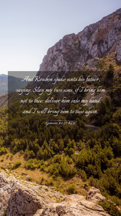 Picture 03 - Genesis 42:37 KJV Mobile Phone Wallpaper - And Reuben spake unto his father, saying, Slay my - Mobile Bible Verse Wallpaper