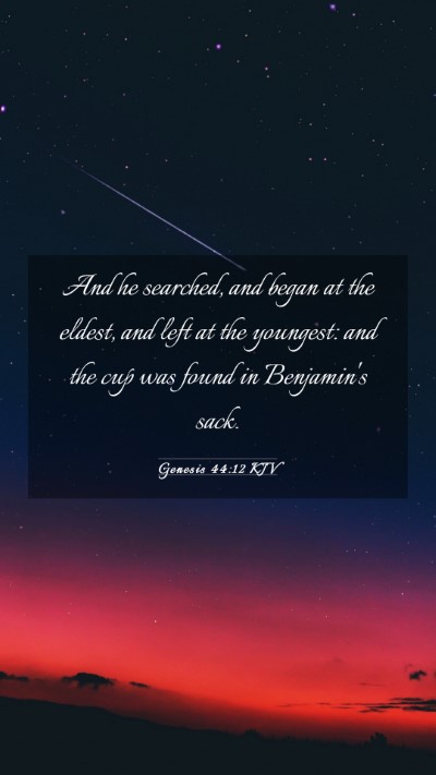 Picture 03 - Genesis 44:12 KJV Mobile Phone Wallpaper - And he searched, and began at the eldest, and - Mobile Bible Verse Wallpaper