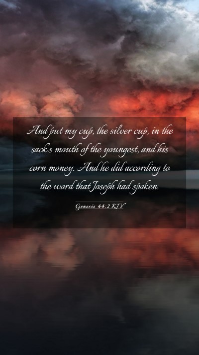 Picture 03 - Genesis 44:2 KJV Mobile Phone Wallpaper - And put my cup, the silver cup, in the sack's - Mobile Bible Verse Wallpaper