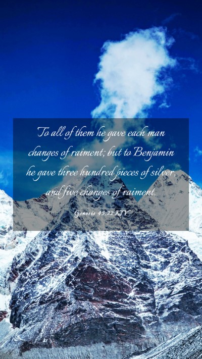 Picture 03 - Genesis 45:22 KJV Mobile Phone Wallpaper - To all of them he gave each man changes of - Mobile Bible Verse Wallpaper