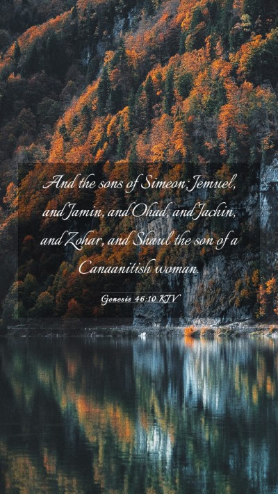 Picture 03 - Genesis 46:10 KJV Mobile Phone Wallpaper - And the sons of Simeon; Jemuel, and Jamin, and - Mobile Bible Verse Wallpaper