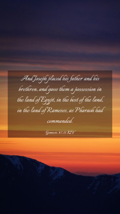 Picture 03 - Genesis 47:11 KJV Mobile Phone Wallpaper - And Joseph placed his father and his brethren, - Mobile Bible Verse Wallpaper