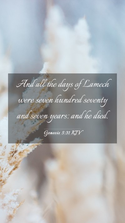 Picture 03 - Genesis 5:31 KJV Mobile Phone Wallpaper - And all the days of Lamech were seven hundred - Mobile Bible Verse Wallpaper