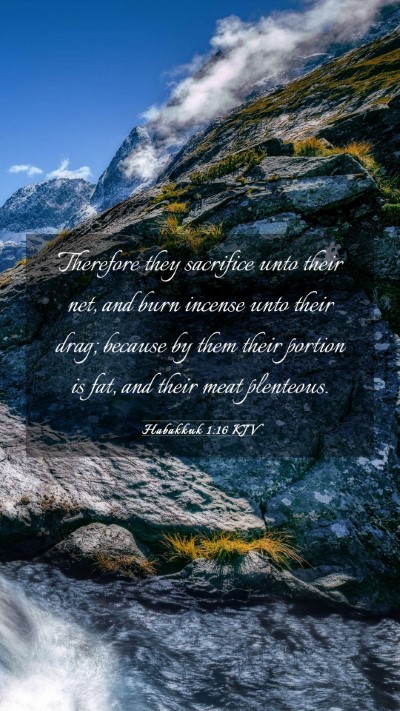 Picture 03 - Habakkuk 1:16 KJV Mobile Phone Wallpaper - Therefore they sacrifice unto their net, and burn - Mobile Bible Verse Wallpaper