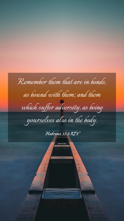 Picture 03 - Hebrews 13:3 KJV Mobile Phone Wallpaper - Remember them that are in bonds, as bound with - Mobile Bible Verse Wallpaper