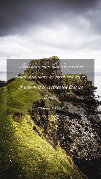 Picture 03 - Hebrews 7:8 KJV Mobile Phone Wallpaper - And here men that die receive tithes; but there - Mobile Bible Verse Wallpaper