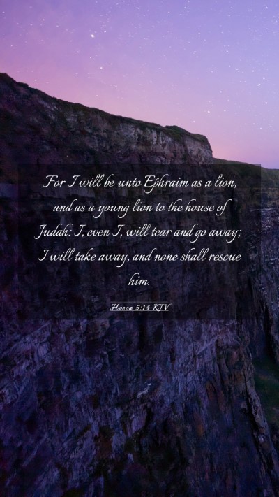 Picture 03 - Hosea 5:14 KJV Mobile Phone Wallpaper - For I will be unto Ephraim as a lion, and as a - Mobile Bible Verse Wallpaper