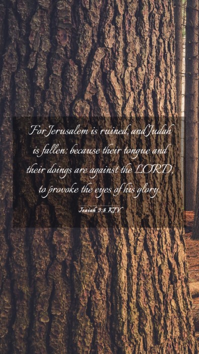 Picture 03 - Isaiah 3:8 KJV Mobile Phone Wallpaper - For Jerusalem is ruined, and Judah is fallen: - Mobile Bible Verse Wallpaper