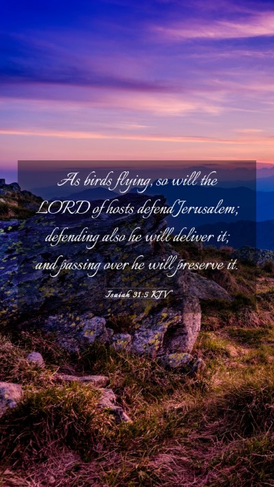 Picture 03 - Isaiah 31:5 KJV Mobile Phone Wallpaper - As birds flying, so will the LORD of hosts defend - Mobile Bible Verse Wallpaper