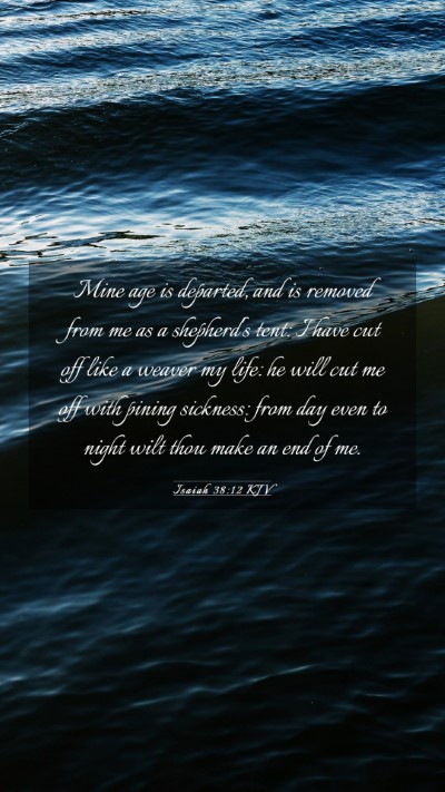 Picture 03 - Isaiah 38:12 KJV Mobile Phone Wallpaper - Mine age is departed, and is removed from me as a - Mobile Bible Verse Wallpaper