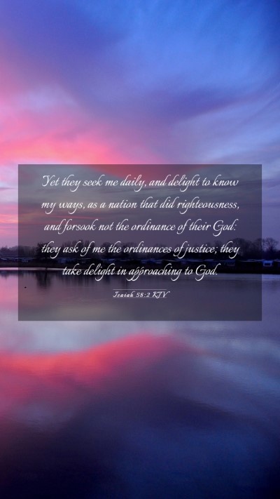 Picture 03 - Isaiah 58:2 KJV Mobile Phone Wallpaper - Yet they seek me daily, and delight to know my - Mobile Bible Verse Wallpaper