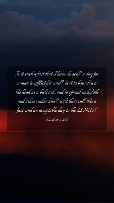 Picture 03 - Isaiah 58:5 KJV Mobile Phone Wallpaper - Is it such a fast that I have chosen? a day for a - Mobile Bible Verse Wallpaper