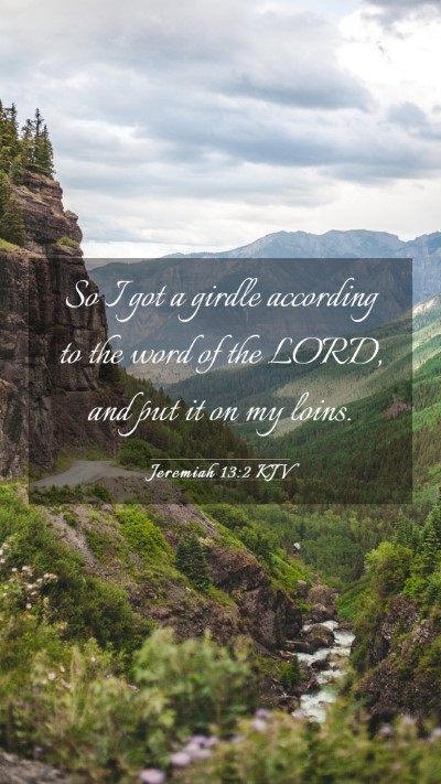 Picture 03 - Jeremiah 13:2 KJV Mobile Phone Wallpaper - So I got a girdle according to the word of the - Mobile Bible Verse Wallpaper