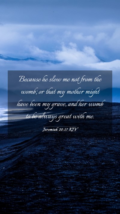 Picture 03 - Jeremiah 20:17 KJV Mobile Phone Wallpaper - Because he slew me not from the womb; or that my - Mobile Bible Verse Wallpaper