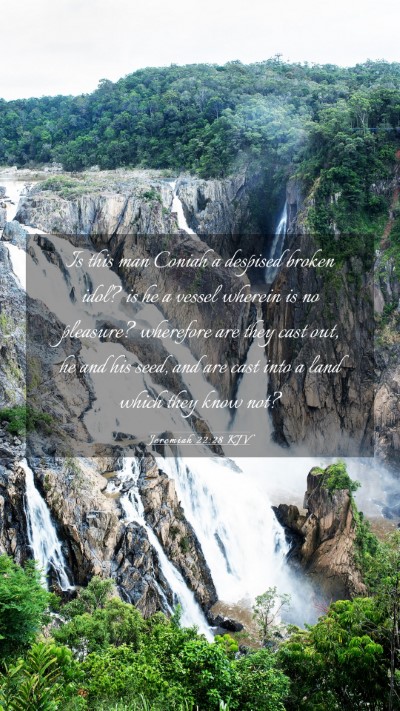 Picture 03 - Jeremiah 22:28 KJV Mobile Phone Wallpaper - Is this man Coniah a despised broken idol? is he - Mobile Bible Verse Wallpaper