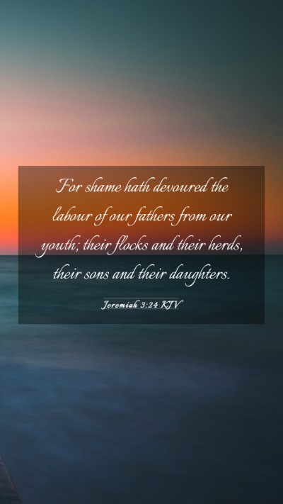 Picture 03 - Jeremiah 3:24 KJV Mobile Phone Wallpaper - For shame hath devoured the labour of our fathers - Mobile Bible Verse Wallpaper