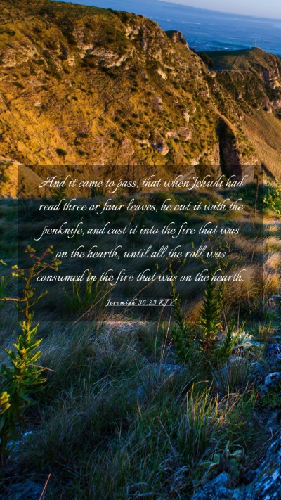Picture 03 - Jeremiah 36:23 KJV Mobile Phone Wallpaper - And it came to pass, that when Jehudi had read - Mobile Bible Verse Wallpaper