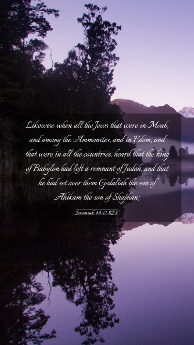 Picture 03 - Jeremiah 40:11 KJV Mobile Phone Wallpaper - Likewise when all the Jews that were in Moab, and - Mobile Bible Verse Wallpaper