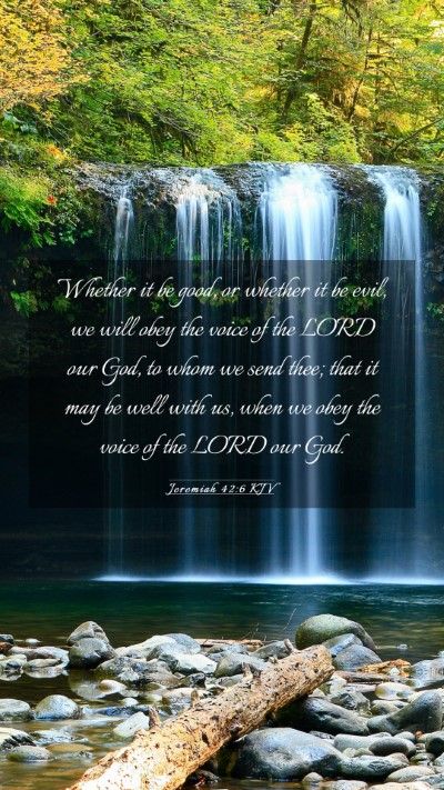 Picture 03 - Jeremiah 42:6 KJV Mobile Phone Wallpaper - Whether it be good, or whether it be evil, we - Mobile Bible Verse Wallpaper