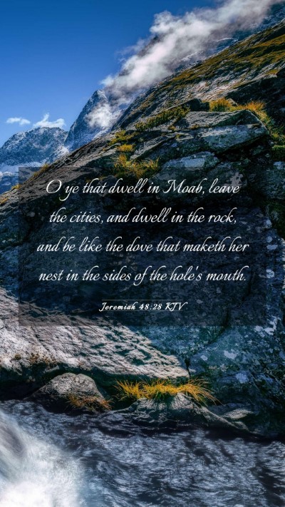 Picture 03 - Jeremiah 48:28 KJV Mobile Phone Wallpaper - O ye that dwell in Moab, leave the cities, and - Mobile Bible Verse Wallpaper