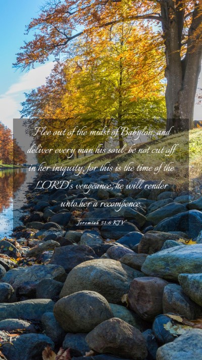 Picture 03 - Jeremiah 51:6 KJV Mobile Phone Wallpaper - Flee out of the midst of Babylon, and deliver - Mobile Bible Verse Wallpaper