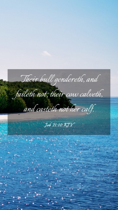 Picture 03 - Job 21:10 KJV Mobile Phone Wallpaper - Their bull gendereth, and faileth not; their cow - Mobile Bible Verse Wallpaper