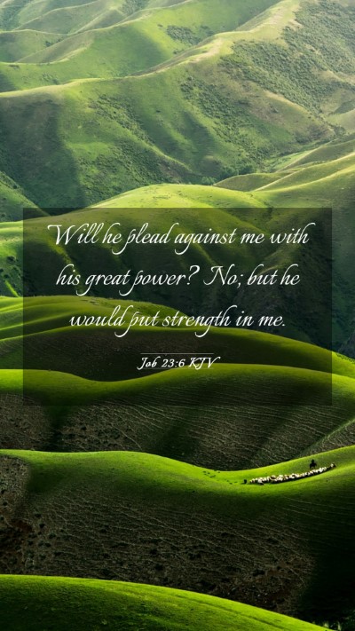 Picture 03 - Job 23:6 KJV Mobile Phone Wallpaper - Will he plead against me with his great power? - Mobile Bible Verse Wallpaper