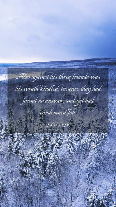 Picture 03 - Job 32:3 KJV Mobile Phone Wallpaper - Also against his three friends was his wrath - Mobile Bible Verse Wallpaper